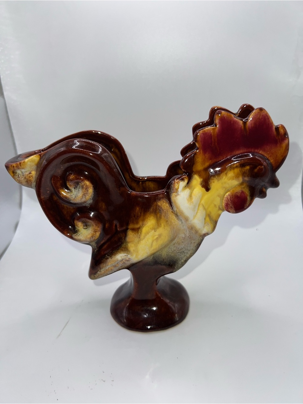 Vintage mid-century ceramic rooster planter